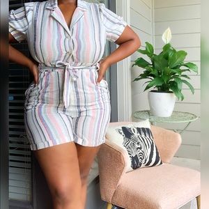 Shortsleeve striped romper